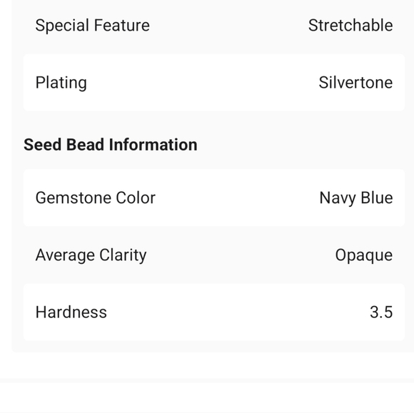 🆕️Navy Blue Seed Beaded Floral Necklace (20 Inches) & Stretch Bracelet (8") - Picture 8 of 8